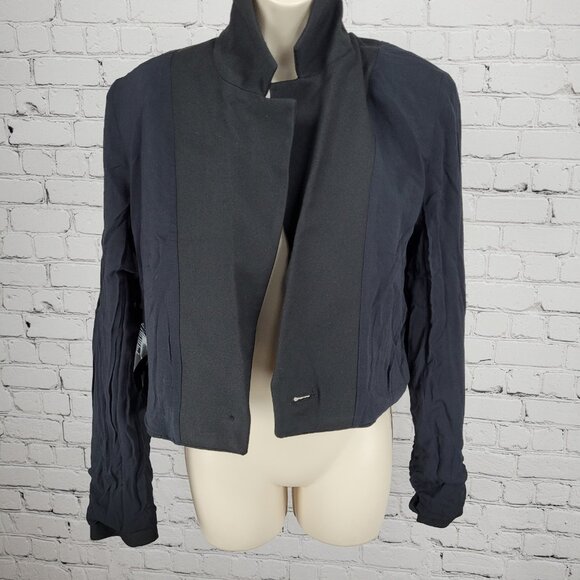 We The Free Free People Black Buttoned Cropped Notch Blazer Jacket Size Small S - Picture 5 of 14